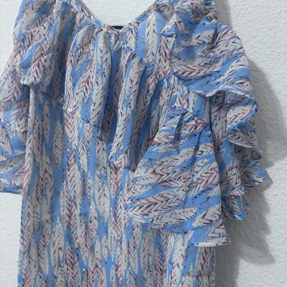 Miss Me blue Ruffle flowy strappy blouse -Size Medium NWT - Picture 7 of 7